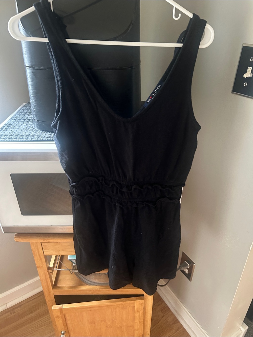 one clothing Black Sleeveless Tank Romper with Elastic Waist